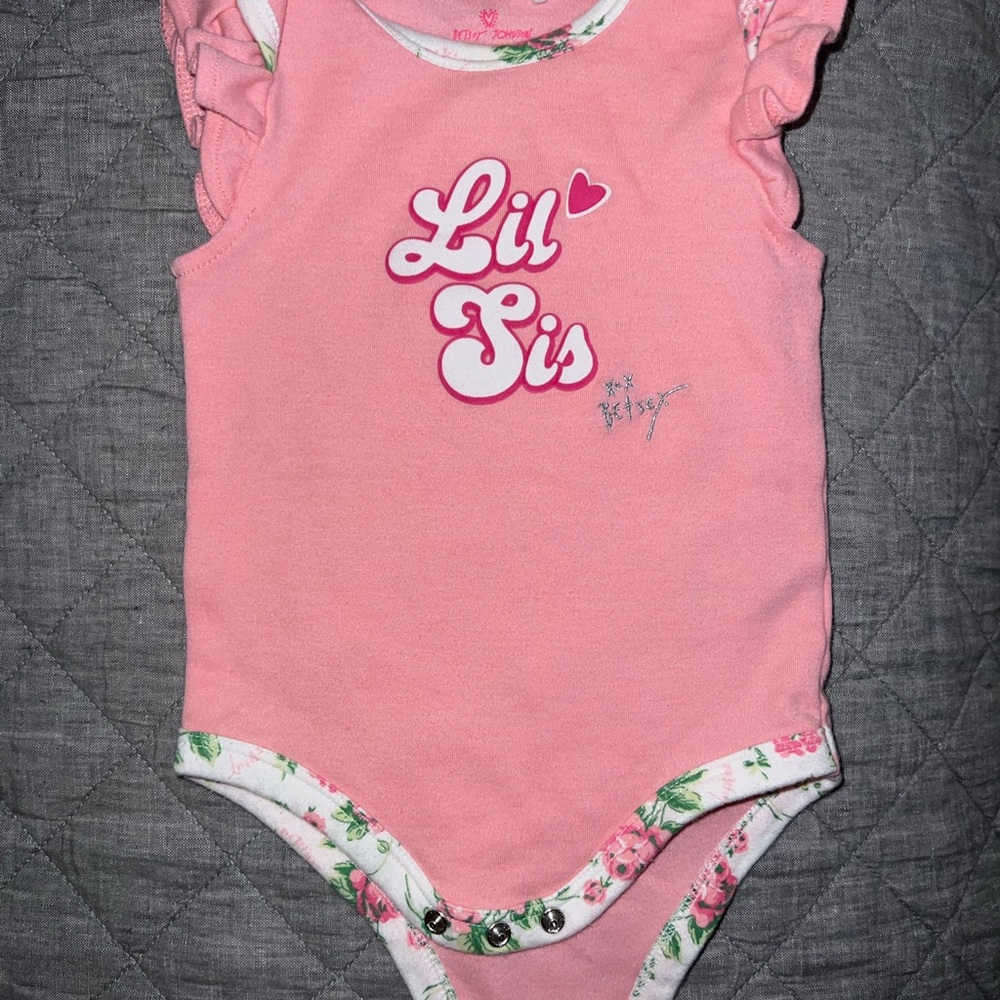 Betsey Johnson Pink 'Lil Sis' Bodysuit